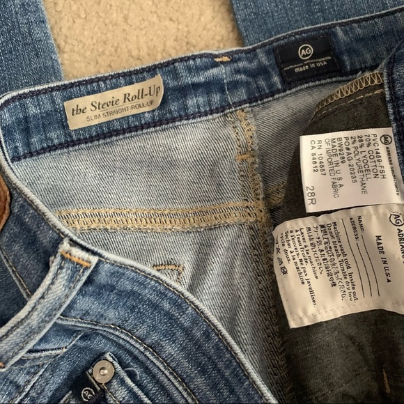 AG The Stevie Roll Up Slim Straight Stretch Crop in Light Medium Blue Wash - Picture 3 of 9